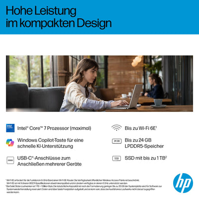 HP OmniBook 5 Flip 14-fp0254ng 2 in 1 Convertible Laptop, 14 Zoll 2K-Touchscreen (1920 x 1200), Intel Core i5-1334U, 16 GB RAM, 512 GB SSD, QWERTZ, Windows 11 Home, Silber