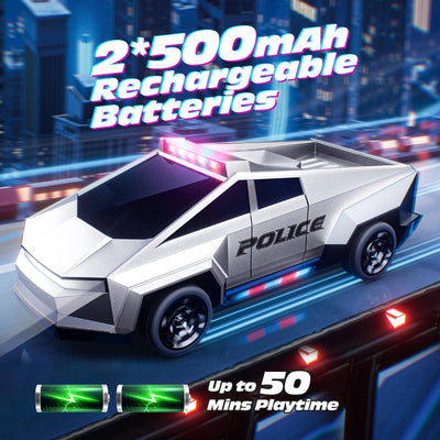 Tecnock Ferngesteuertes Auto für Kinder, 1:18 Maßstab Polizeiauto mit LED-Lichtern, 2 wiederaufladbare Batterien, 2,4GHz All-Terrain RC Auto, Spielzeug Geschenk für Jungen & Mädchen ab 3–12 Jahren+