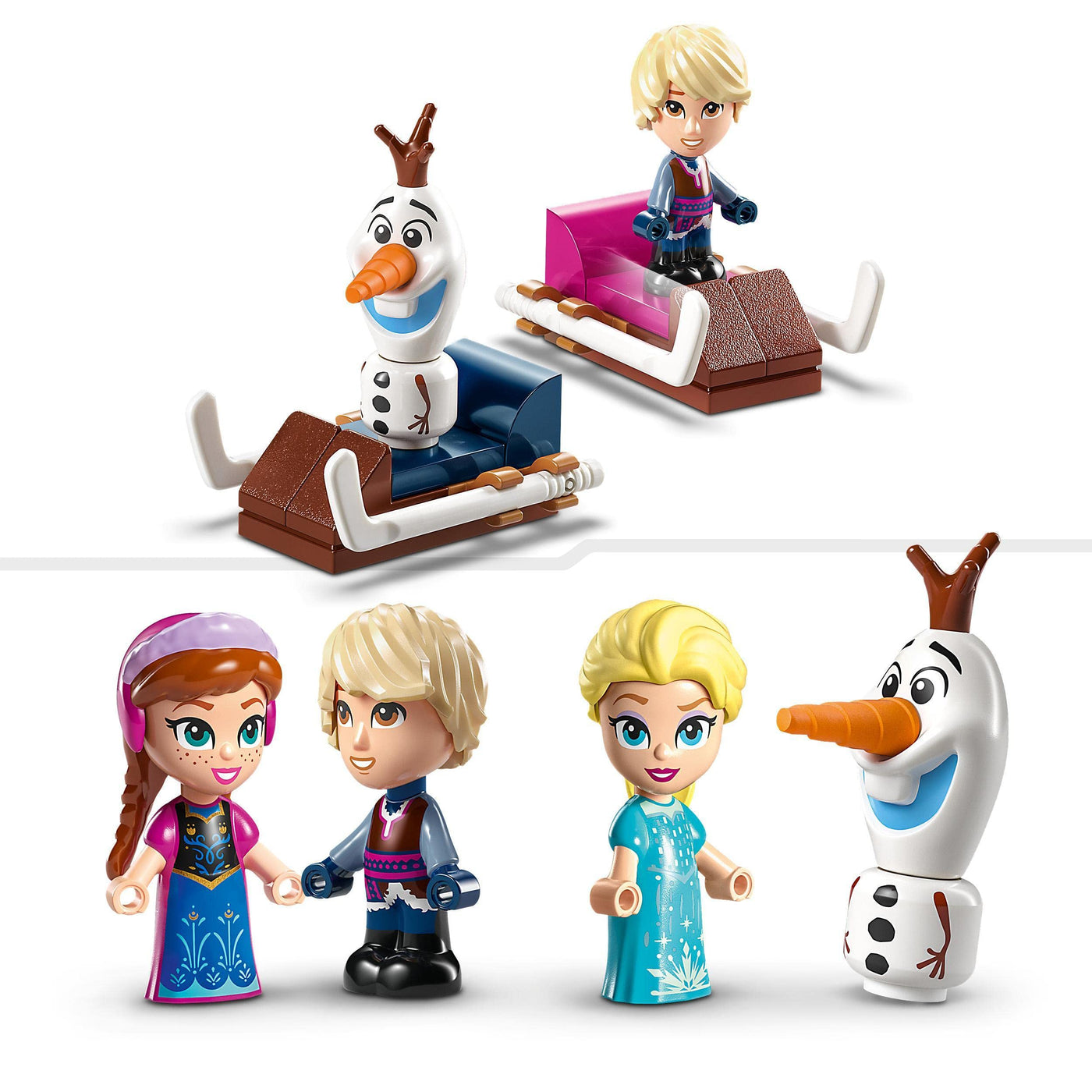 LEGO Disney Princess Annas und Elsas magisches Karussell, Die Eiskönigin Spielzeug, Inspiriert vom Frozen Eispalast mit 3 ikonischen Mikro-Puppen-Figuren und Olaf-Figur 43218