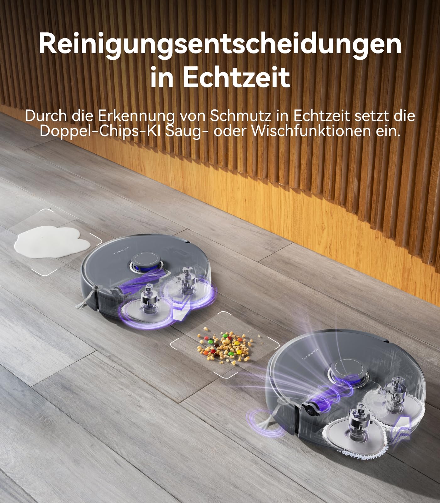NARWAL Freo Z Ultra Saugroboter, Doppel-KI-Chips, Doppel-KI-Ausweichen KI-adaptivem Heißwasserwaschen von Mopps und Trocknen, 12.000 Pa Saugkraft, Zero Tangling Bürste 2.0, Intelligente APP-Steuerung
