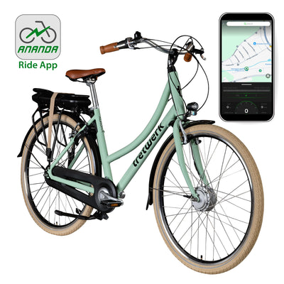 Tretwerk Aurora E Bike 28 Zoll Pedelec Damen Herren 155-185 cm Elektrofahrrad 522 Wh E Fahrrad Damenfahrrad 7 Gang (hellgrün, 50 cm)