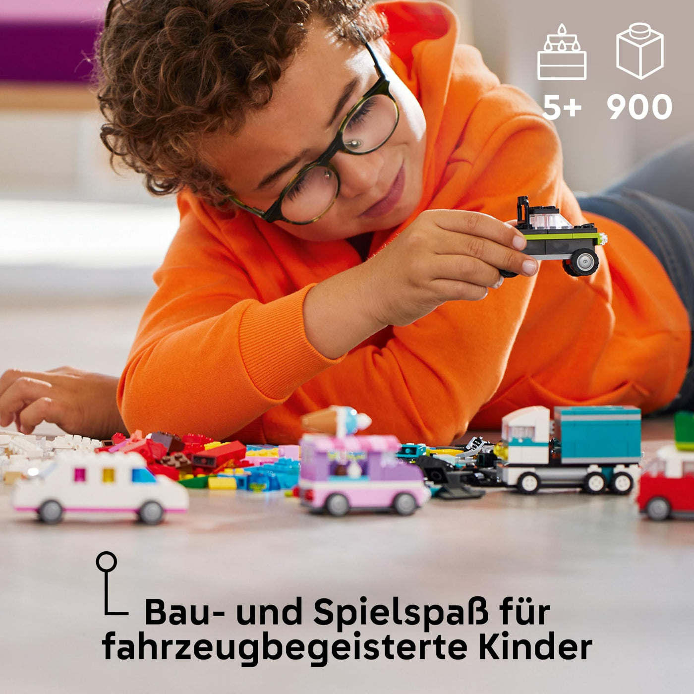 LEGO Classic Kreative Fahrzeuge, Bausteine-Set für Bunte Modellautos inkl. LKW, Polizeiauto und Baufahrzeuge, Baubare Spielzeug-Autos für Kinder, Geschenk für Jungs und Mädchen ab 5 Jahren 11036