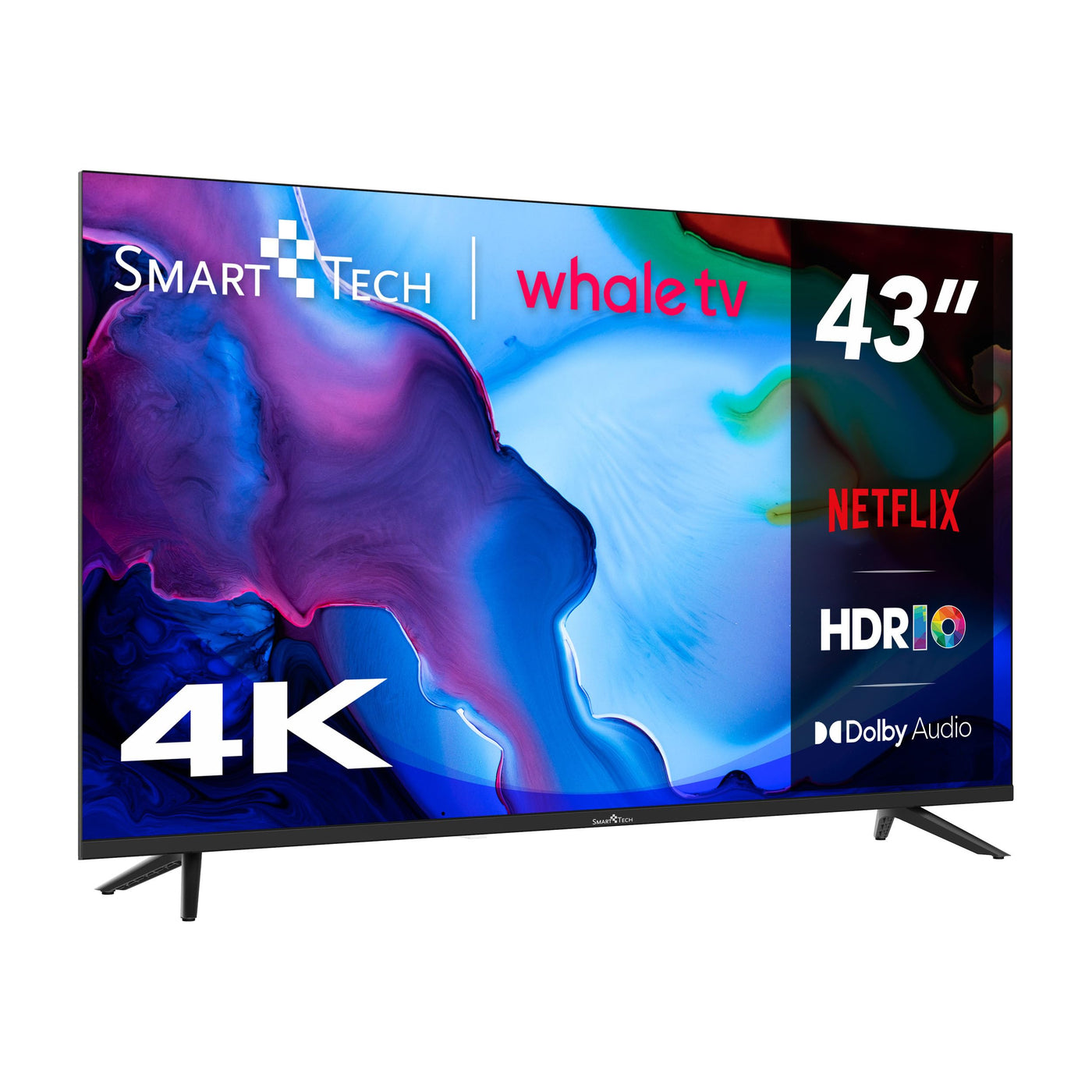Smart Tech 43UH02V, 43 Zoll (109 cm), HD-LED-Fernseher, Netflix, YouTube, Prime Video, Whale TV