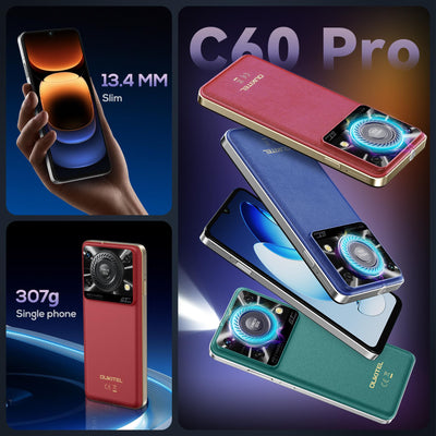 OUKITEL C60 Pro Handy Ohne Vertrag Android 15-24GB+256GB Smartphone Ohne Vertrag 10000mAh 6,88 Zoll 110dB Lautsprecher, 90Hz Display Günstig Handy, Dual SIM Simlockfreie Handys/13MP/NFC/GPS, Violett