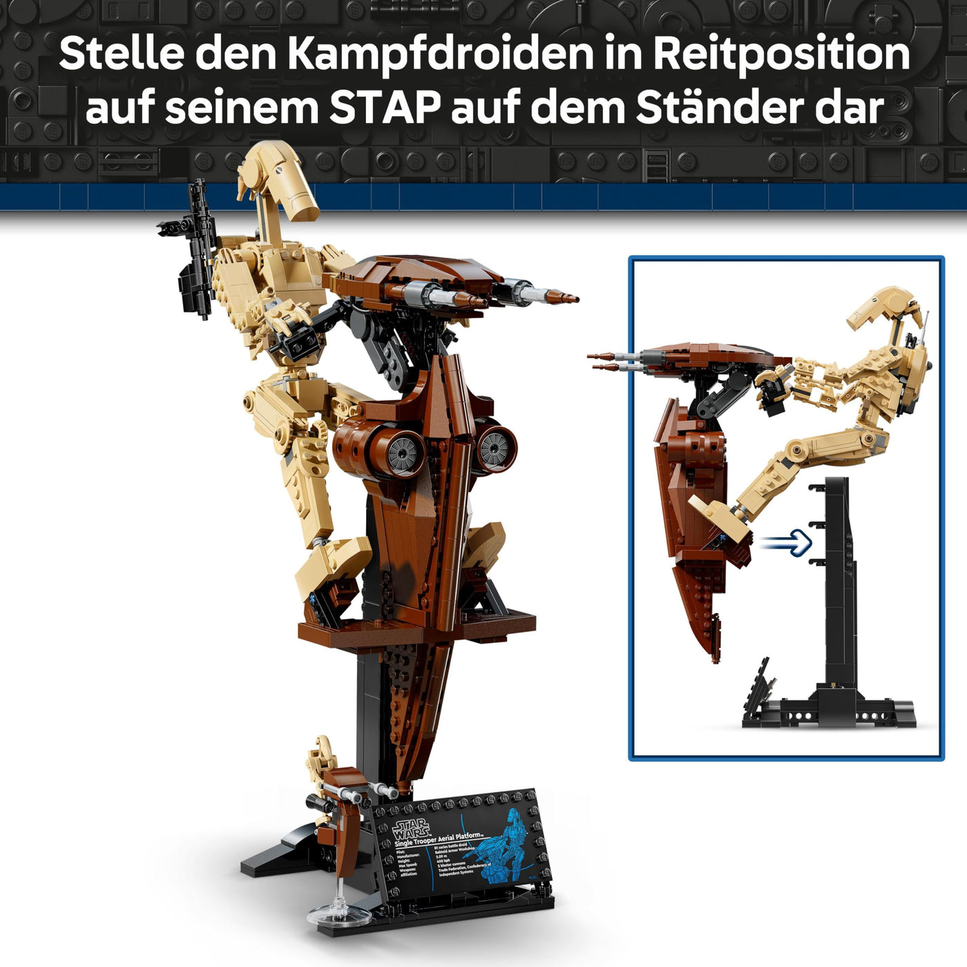 LEGO Star Wars 75428 Kampfdroide mit STAP Bauspielzeug - Spiel- und Ausstellungsfigur mit Speeder - Sammlergeschenk für Jungen ab 12 Jahren, Teenager und Fans von Die dunkle Bedrohung