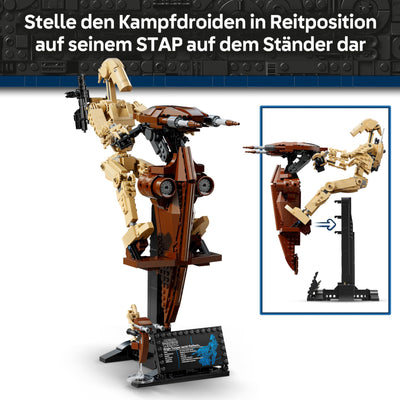 LEGO Star Wars 75428 Kampfdroide mit STAP Bauspielzeug - Spiel- und Ausstellungsfigur mit Speeder - Sammlergeschenk für Jungen ab 12 Jahren, Teenager und Fans von Die dunkle Bedrohung