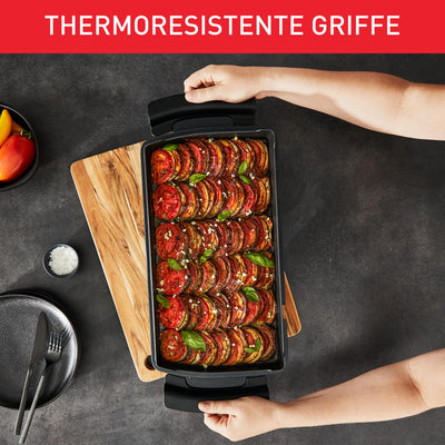 TEFAL OptiGrill Snacking & Baking Backschale, antihaftbeschichtet, wärmeisolierte Griffe, für Brot, Aufläufe, Süßes, etc., OptiGrill + und OptiGrill Elite, schwarz, Backschale XA725870