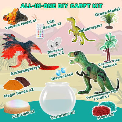 RONSTONE Dinosaurier Spielzeug für Jungen Mädchen - Bastelset Spielzeug Geschenk Junge 4 5 6 7-12 Jahre Kinder - DIY Dino Terrarium & Vulkan für Jungen - Lernende Experimente Bastelsets für Kinder