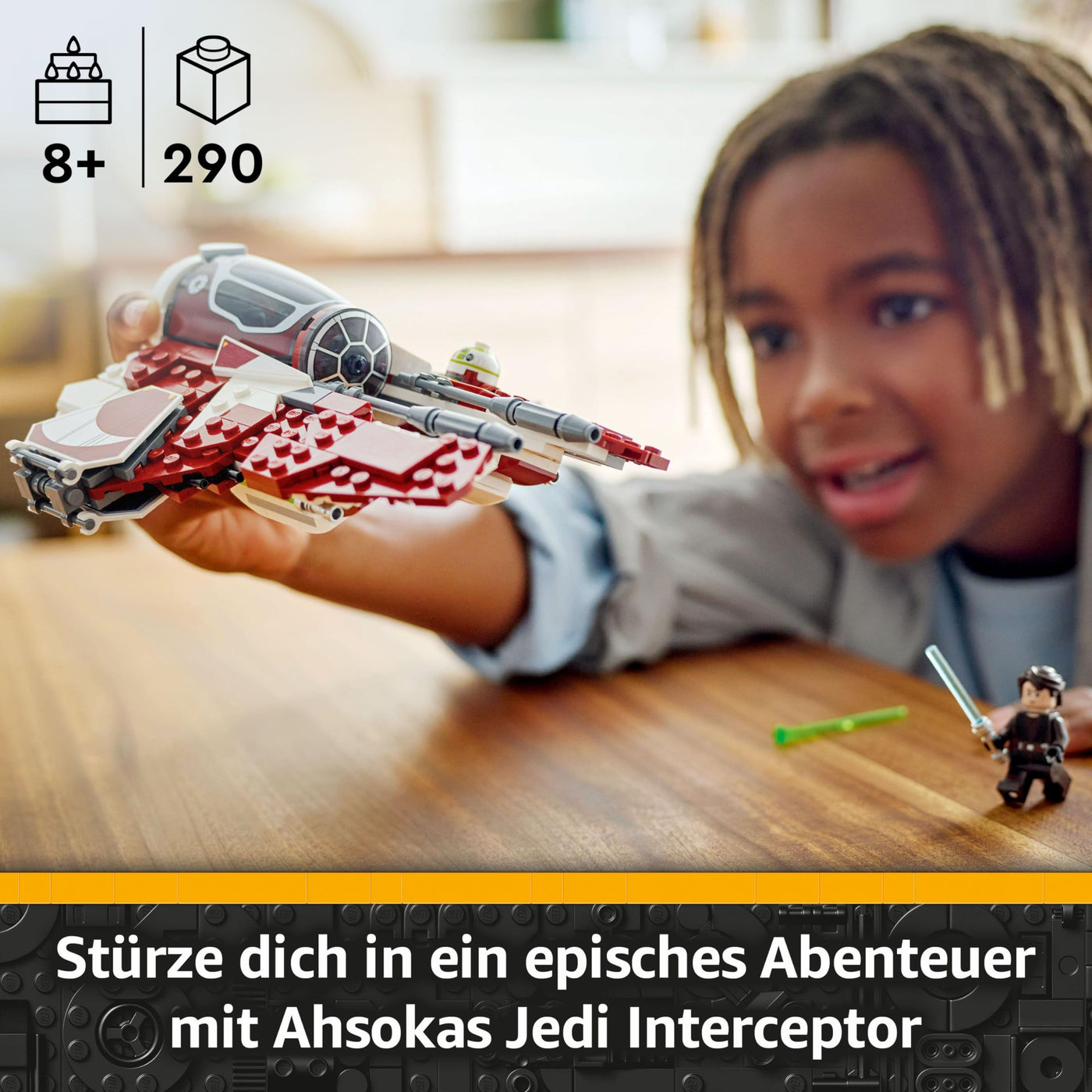LEGO Star Wars 75401 Ahsokas Jedi Interceptor, Sternenjäger für Fans von The Clone Wars, Ahsoka Tano & Anakin Skywalker Minifiguren, mit Lichtschwertern und R7-A7, für Jungen und Mädchen ab 8 Jahren