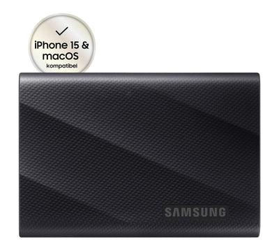 Samsung Portable SSD T9, 2 TB, 2.000 MB/s Lesen, 2.000 MB/s Schreiben, USB 3.2 Gen.2x2, Externe Festplatte für professionelle Anwender, Kompatibel mit Mac, PC, Smartphone und 12K Kameras, MU-PG2T0B/EU