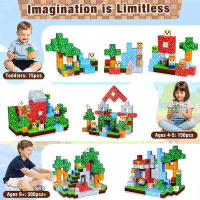 COOLJOYA Magnetische Bausteine, 150 Teile Magnetbausteine Magnetspielzeug, Magnetisches Bausteine Blöcke für Kinder ab 3 4 5 6 7 8 9, Magnetspiel Kinderspielzeug für Jungen und Mädchen