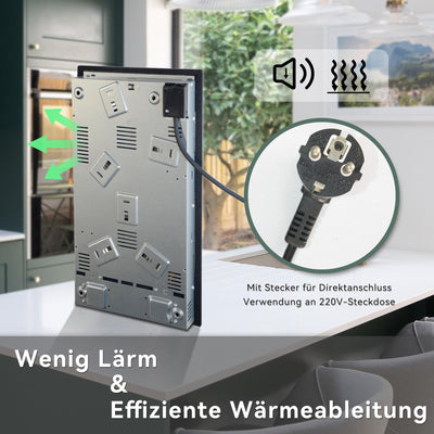 Hermitlux Domino Glaskeramikkochfeld, Eingebaut 29 cm Glaskeramik Elektrisches Kochfeld, 9 Leistungsstufen, Sensor-Touch-Steuerung, Kindersicherung, 1-99 Minuten-Timer, Geeignet für Alle Töpfe