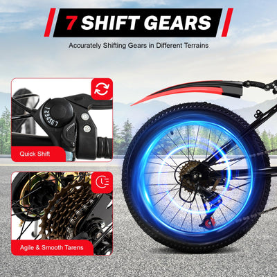 SHZICMY Mountainbike, 20 Zoll Kinderfahrrad Mountainbike aus Kohlenstoffstahl, Doppelscheibenbremse, für Schüler Mädchen und Jungen rot