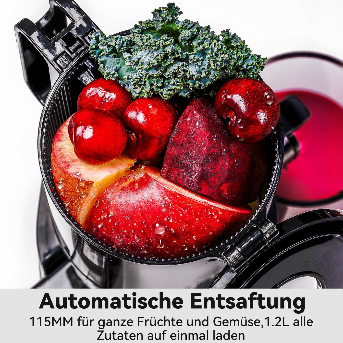 LINKChef Schnellreinigungs Entsafter, NO-Prep Entsafter Gemüse und Obst, Blitzreiniger Saftpresse Slow Juicer Testsieger mit Einfacher Installation, BPA Frei, 115mm, 1.2L, 200w Hellgrün