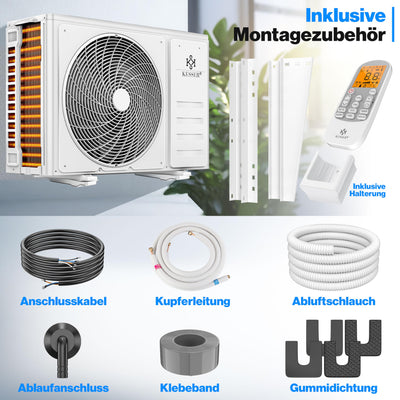 KESSER® Klimaanlage Set Split - mit WiFi/App Funktion Klimagerät - Kühlen A++/ Heizen A+ -12000 BTU/h (3.400 Watt) Kältemittel R32 - Fernbedienung, Timerfunktion - Inkl. komplettem Montagematerial