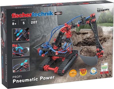fischertechnik 533874 PROFI Pneumatic Power – Bausatz für Kinder ab 8 Jahren, pneumatisch betriebenes Spielzeug, Bagger und 4 weitere Modelle zum Zusammenbauen