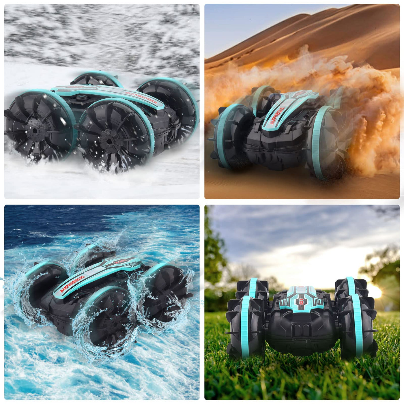 SIVQIKE 4WD Ferngesteuertes Auto,Amphibienfahrzeug ferngesteuert,Gestensensor Wasserdicht RC Stunt Auto 80 Min. Spielzeit Mit 50m Fernbedienung 360 °Drehung Off Road for 6+Jahre Kinder