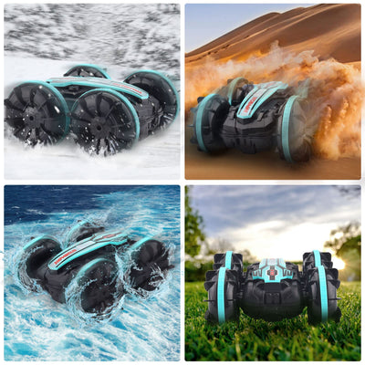 SIVQIKE 4WD Ferngesteuertes Auto,Amphibienfahrzeug ferngesteuert,Gestensensor Wasserdicht RC Stunt Auto 80 Min. Spielzeit Mit 50m Fernbedienung 360 °Drehung Off Road for 6+Jahre Kinder