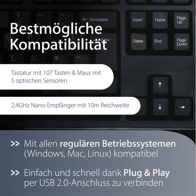 MediaRange Funk-Tastatur- und Maus-Set, QWERTY (UK), schwarz/grau