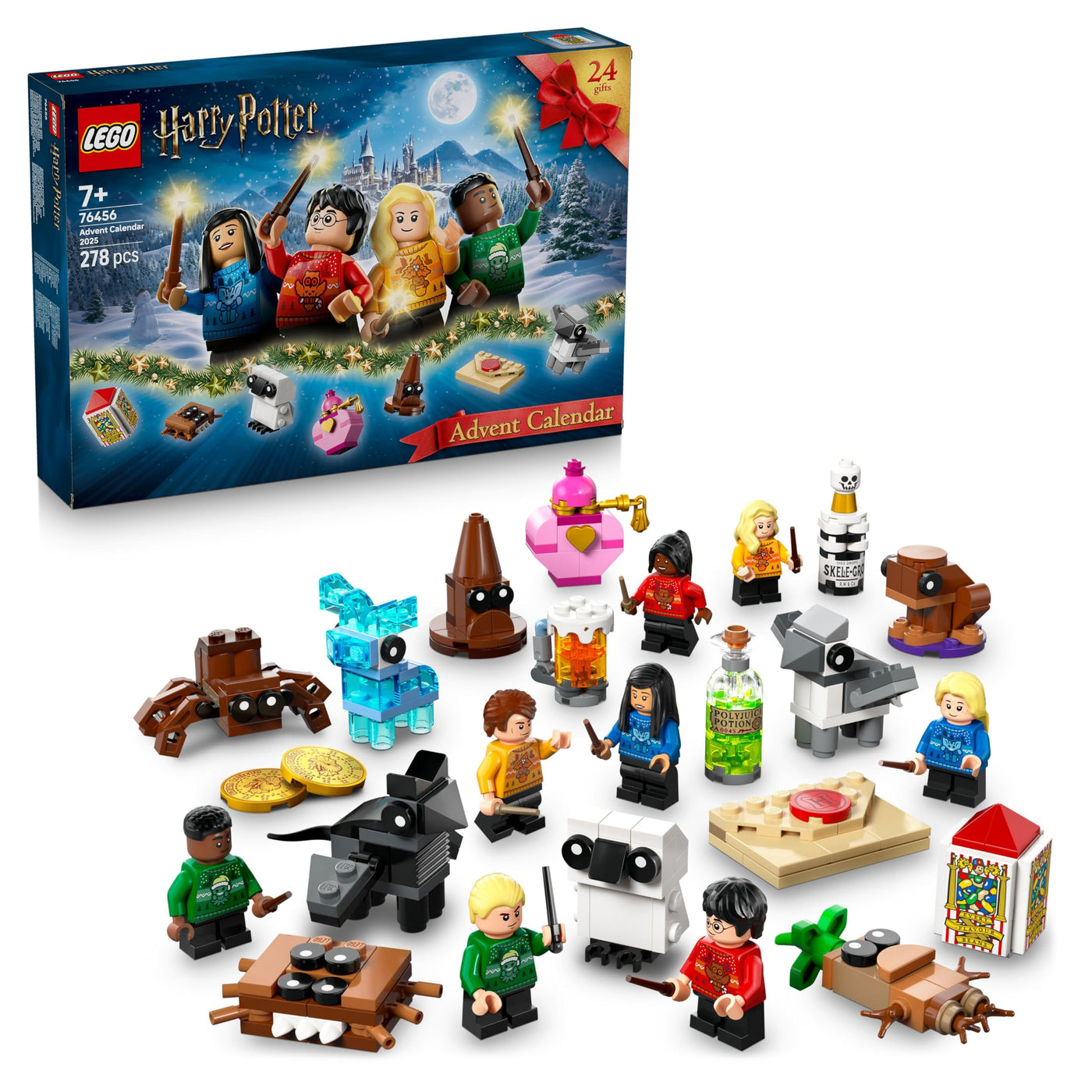 LEGO Harry Potter Adventskalender 2025 - Weihnachten Spielzeug mit 24 Überraschungen - 8 Minifiguren in festlichen Pullovern & 6 Figuren - Geschenk für Mädchen und Jungen ab 7 Jahren - 76456