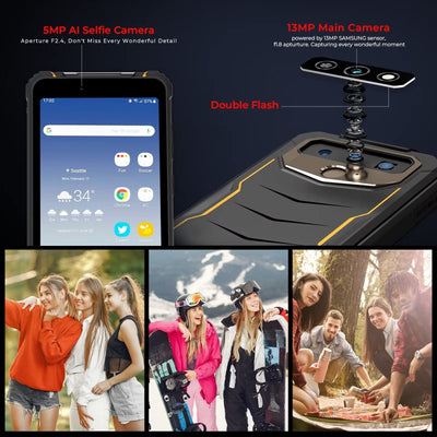 HOTWAV T5 MAX (2023) Android 13 Outdoor Handy, 6050mAh 4GB/64GB/1TB Erweiterbar 6.0 Zoll HD+ Display Outdoor Smartphone Ohne Vertrag Günstige, 13MP+5MP Dual SIM 4G Handy-Face ID/NFC/Fingerabdruck/IP68