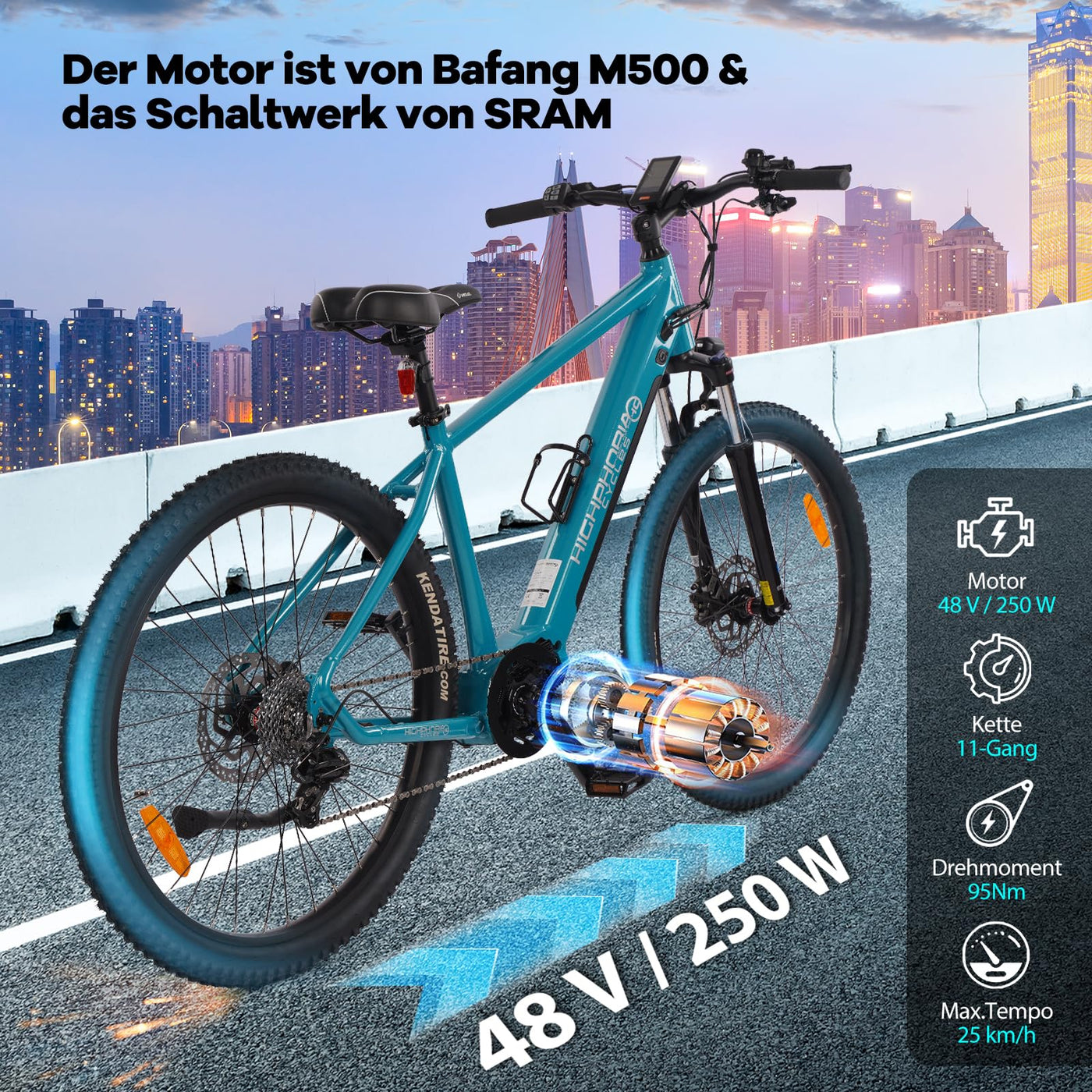 Highphoria Elektrofahrrad Erwachsene 27.5 Zoll, 250W 25 km/h E-Bike mit Batterie, Starker Motor, Kettenschaltung, E-Mountainbike mit Hydraulische Federgabel Pedelec(Schwarz-Grün)