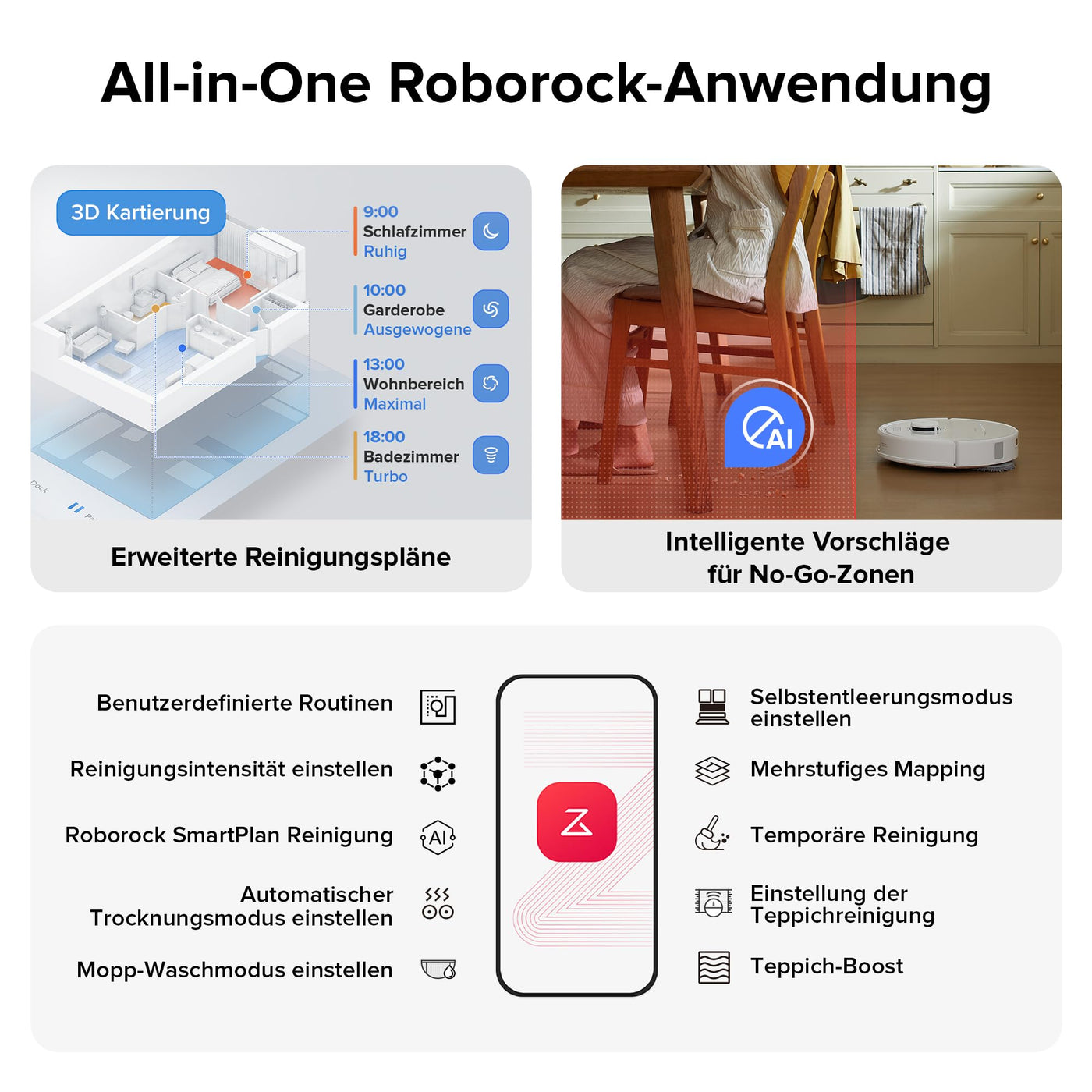 roborock QrevoS Saugroboter mit Saugleistung von 7000Pa, PreciSense® LiDAR Navigation, 45 dB(A) leises Trocknen (Weiß)