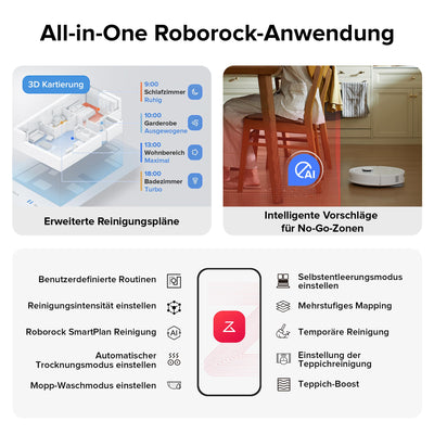 roborock QrevoS Saugroboter mit Saugleistung von 7000Pa, PreciSense® LiDAR Navigation, 45 dB(A) leises Trocknen (Weiß)