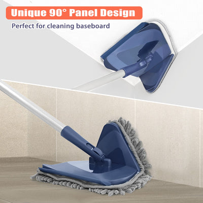 JEHONN Bodenwischer Wischmopp mit Langem Griff 200CM, 3-In-1 Wand Mop mit 6 Ersatz Mikrofaser Chenille Pads für Decke, Gemalte Wände, Fenster, Boden, Baseboard (Blau)