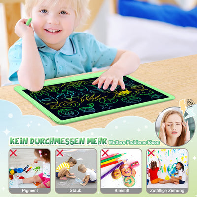 TUGAU LCD Schreibtafel Kinder Erwachsene, Löschbarer Maltafel Zaubertafel kinder 15 Zoll Zeichenbrett Geburtstag Weihnachts Geschenke Spielzeug für 3 4 5 6 7 8 Mädchen Jungen (Grün)