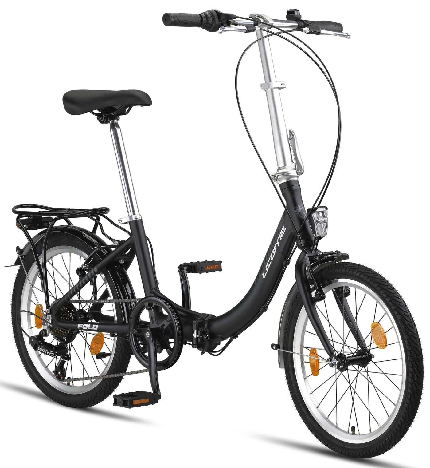 Licorne Bike Fold Premium Klapprad Aluminium 6 Gang Shimano Kettenschaltung Quick-Fold-System Klappfahrrad (V-Bremse, Schwarz/Anthrazit)