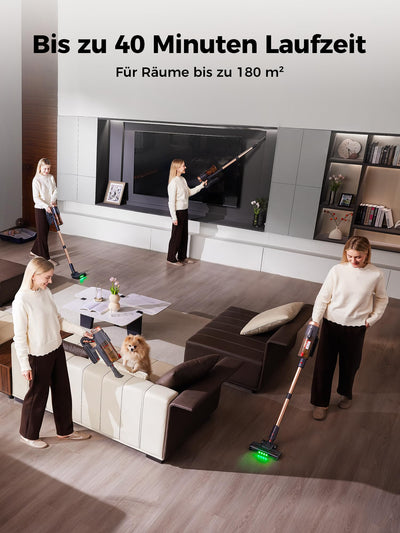 Proscenic P11 Ultra Staubsauger Kabellos, Leichter Selbststehend 40Kpa 40Min Akku Staubsauger mit Touchscreen Grün Licht Anti-Tangle, Stielstaubsauger für Teppich Hartböden Vorhang Auto Haustierhaare