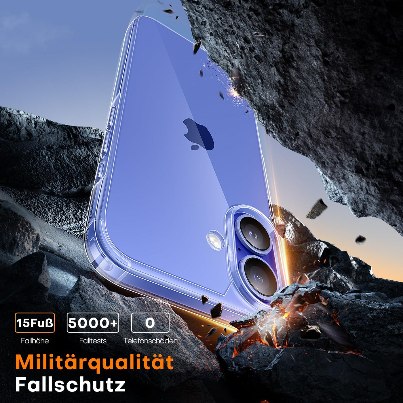 TAURI 5 in 1 für iPhone 16 Plus hülle, Handyhülle für iPhone 16 Plus Case, [Vergilbt Nicht] Schlanke, Stoßfeste Telefon Hülle - Transparent