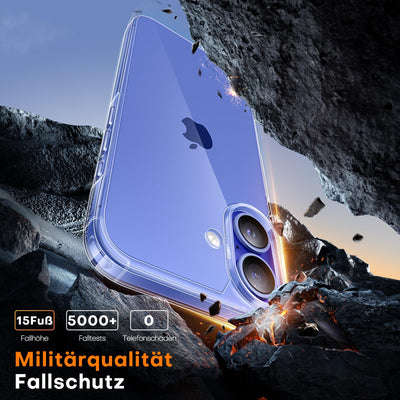 TAURI 5 in 1 für iPhone 16 Plus hülle, Handyhülle für iPhone 16 Plus Case, [Vergilbt Nicht] Schlanke, Stoßfeste Telefon Hülle - Transparent