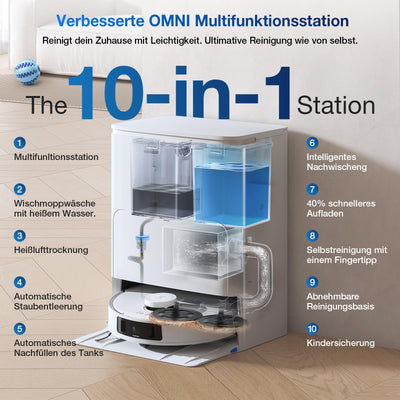 ECOVACS DEEBOT T30S Saugroboter mit Wischfunktion, 11000Pa Saugkraft, ZeroTangle Technologie, Adaptive TruEdge™ Kantenreinigung, Heißwasser-Mopp-Waschen, Selbstentleerung, Auto-Anheben des Mopps