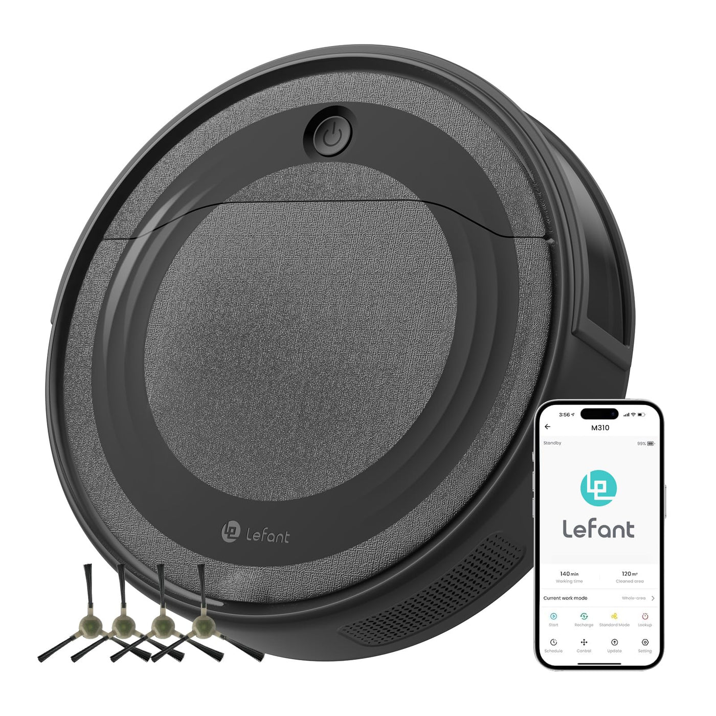 LEFANT M310B Saugroboter, 4500Pa Staubsauger Roboter mit Präzise Entfernungsnavigation, 150Mins, HEPA-Filter, WLAN Roboterstaubsauger, Ideal für Tierhaare, Teppiche, Hartböden