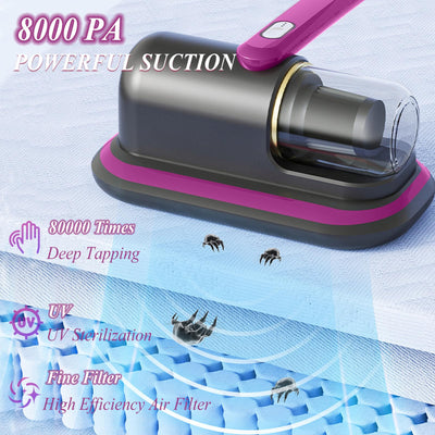 Kamanan Milbensauger mit UV Licht,Handstaubsauger Kabellos,Milbensauger für Matratzen,Tragbarer Kabelloser Matratzenstaubsauger,Milbensauger für Matratzen,Sofa