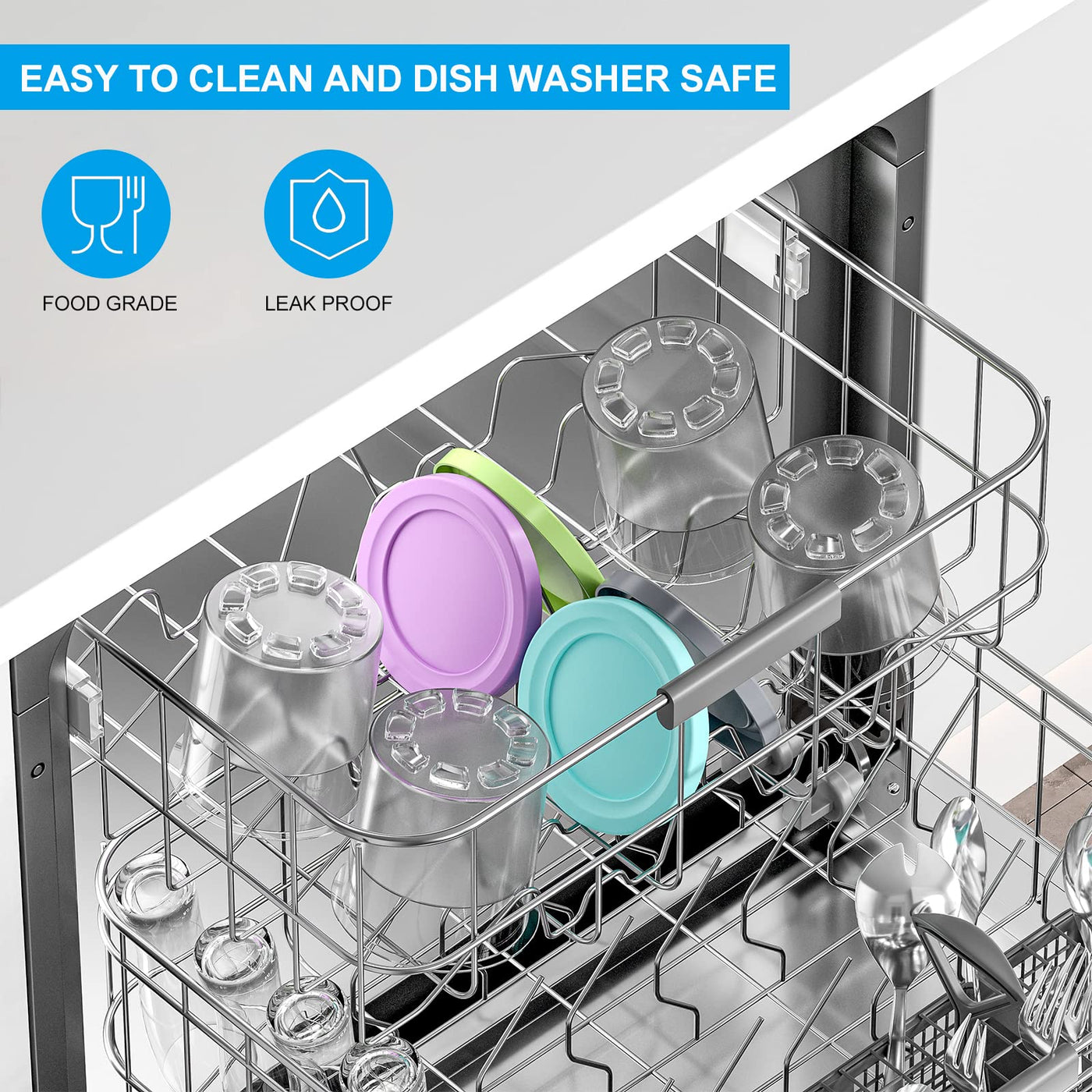 GoMaihe 4er-Set Creami Behälter für die Ninja Creami Eismaschine - Tubs Zubehör für NC301 NC300 NC299AMZ-Serie, BPA-frei, spülmaschinenfest, auslaufsicher - in Rosa, Grün, Grau und Blau