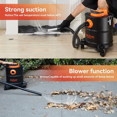 BACOENG Aschesauger für Kamin, 20L Aschesauger, 1200W Kaminstaubsauger Aschestaubsauger für Kaminofen, Aschesauger Pelletofen mit Rollfuß, Für Grills, Ofen