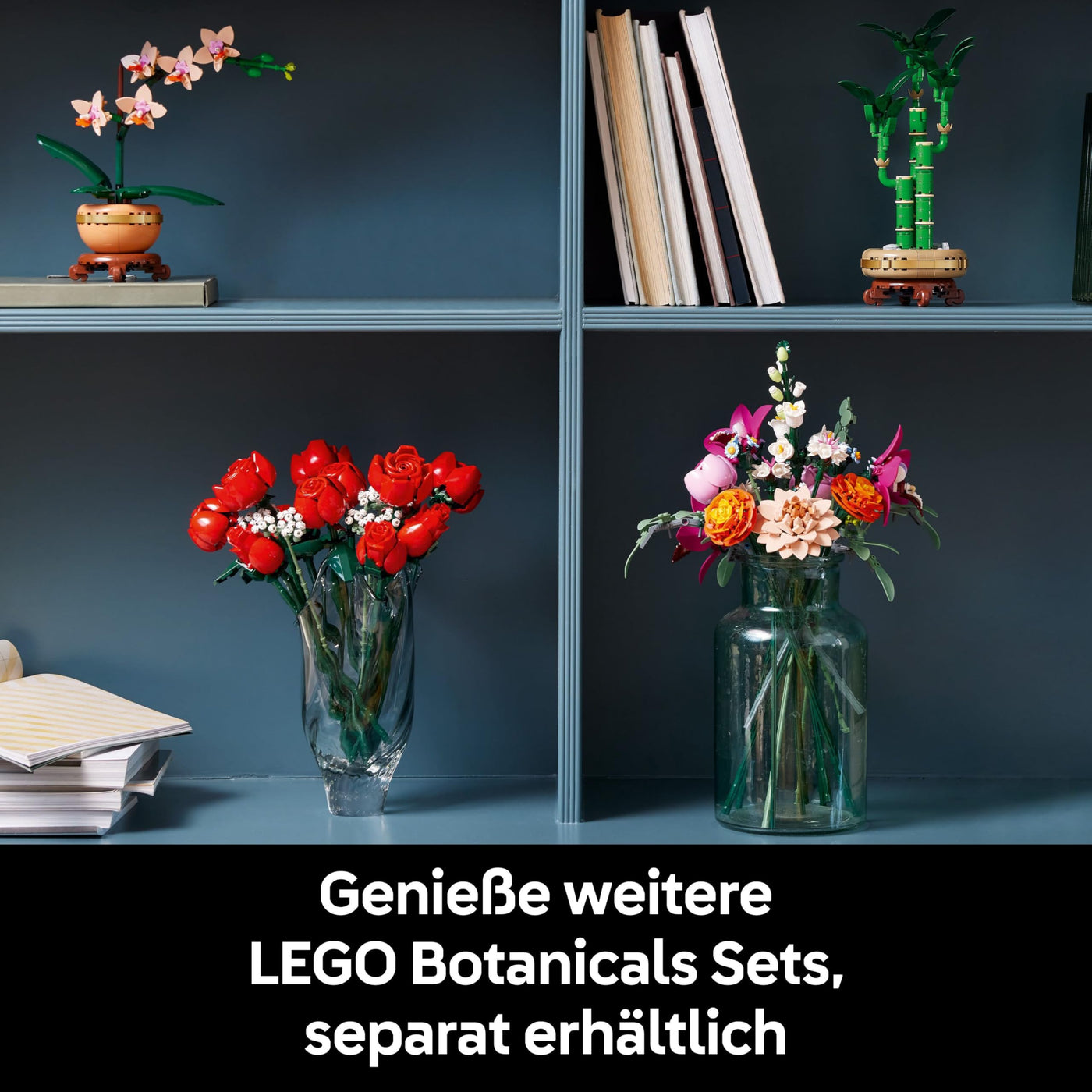 LEGO Botanicals Schöner Rosafarbener Blumenstrauß - Blumendeko - Bauset für Erwachsene - Dekorative Gänseblümchen, Kornblumen, Rosen und Holunderblüten zum Ausstellen - Bürodekoration 10342