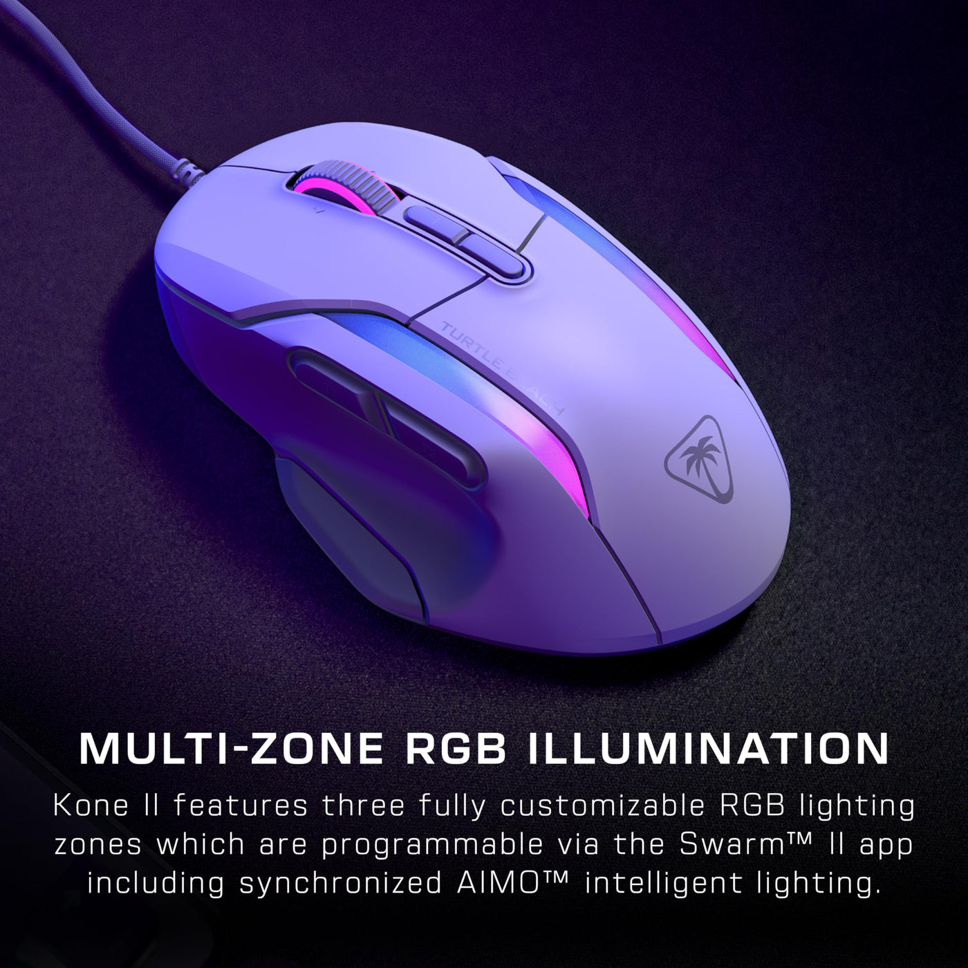 Turtle Beach Kone II – Ergonomische RGB-Gaming-Maus, 26K DPI Optischer Sensor, optische Schalter mit 100 Mio. klick-Lebensdauer, 23 programmierbare Funktionen, 4D-Scroll-Rad, Weiß