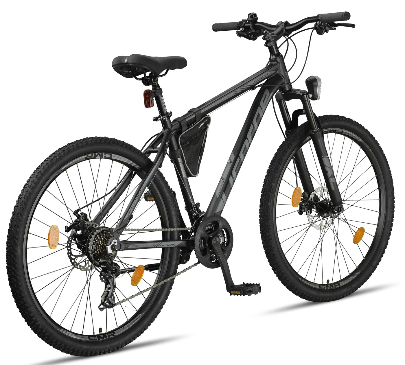 Licorne Bike Effect Premium Mountainbike Aluminium Discbremse Jungen Mädchen 21 Gang Schwarz/Anthrazit (2xDisc-Bremse)