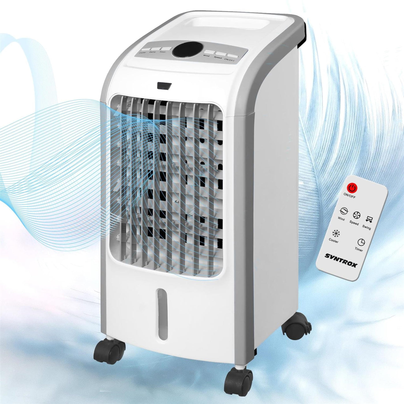 Syntrox Klimagerät Mobil Stormy | Luftkühler mit Wasser | Verdunstungskühler, Lufterfrischer, inklusive Fernbedienung und Timer, schnelle Kühlung