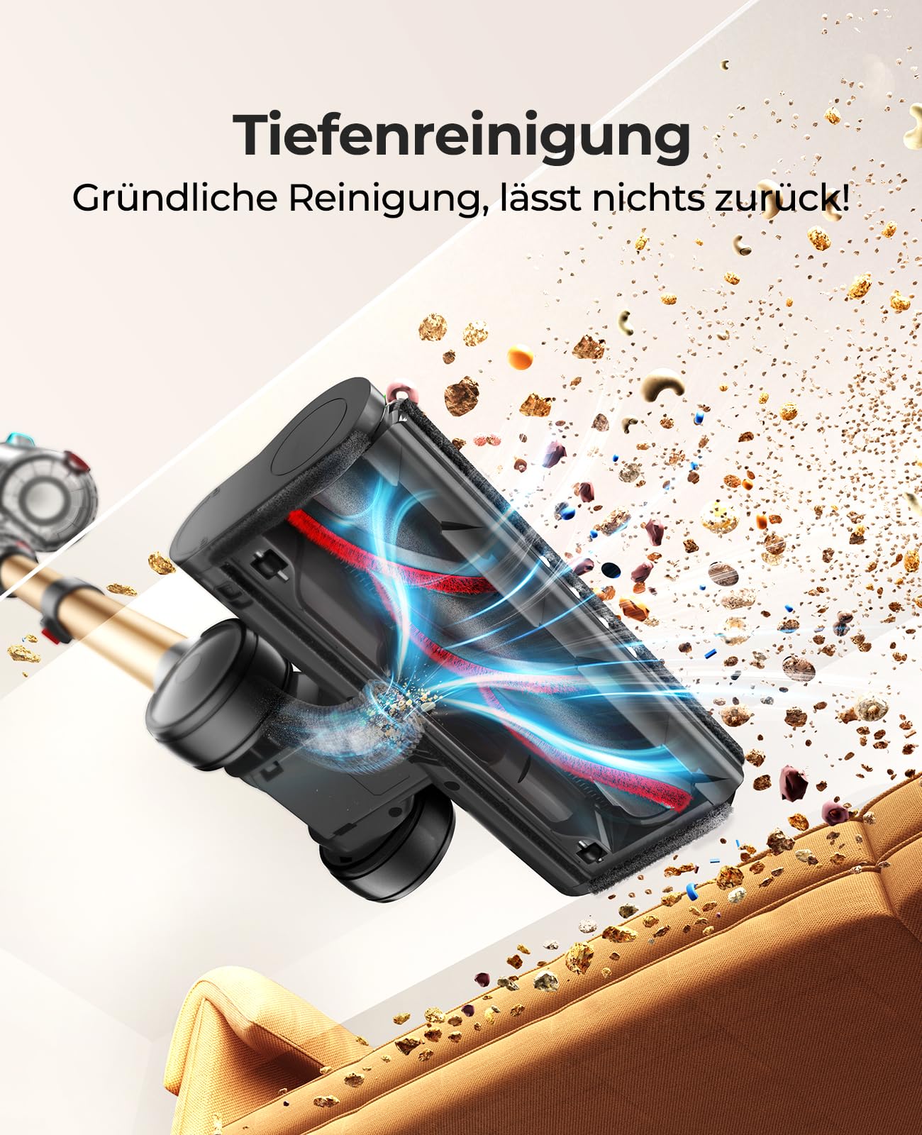 Fieety 550W/45KPa/60Min Akku Staubsauger, 8-in-1 Staubsauger Kabellos mit Wandmontierte Ladestation, 1M Ausziehbarer Schlauch, Sofabürste, Touchscreen, 1.5L, für Tierhaare/Teppiche/Hartböden/Auto