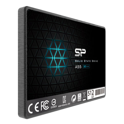 Silicon Power SSD 512GB 3D NAND A55 SLC Cache Performance Boost 2,5 Zoll SATA III 7mm (0,28") Interne SSD, Festkörper-Laufwerk