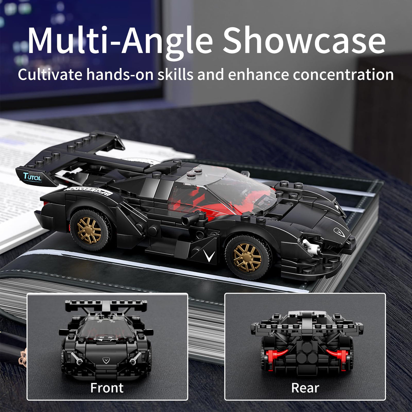 Mould King 27061 Technik Speed Champion Auto Bausteine Ei Sportwagen Klemmbausteine Rennwagen Bauspielzeug mit Acryl Vitrine Modellautos zum Sammeln (325 Teile)