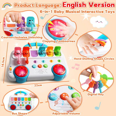 Montessori Spielzeug ab 1 Jahr-Kinderspielzeug ab 1 Jahre Musik Babyspielzeug ab 1 Jahre mit Licht & Klang Schlüsseltier Motorikspielzeug Musikspielzeug Geschenke Spiel ab 1 2 Jahr Mädchen Junge