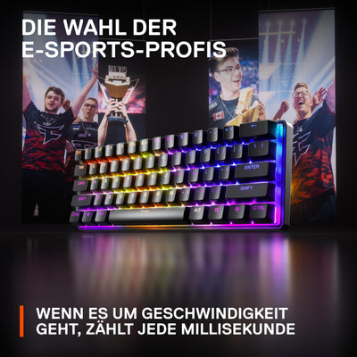 SteelSeries Apex Pro Mini HyperMagnetic Gaming-Tastatur – Die weltweit schnellste Tastatur – Anpassbares Ansprechverhalten – 60%-Formfaktor – RGB – PBT-Keycaps – USB-C – Deutsches Tastatur QWERTZ