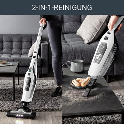 Rowenta RH6737 Dual Force 2-in-1 kabelloser Akku-Stabstaubsauger | integrierter Handstaubsauger | klappbarer Griff | sehr leicht – nur 2,5 kg | LED-Beleuchtung | Weiß