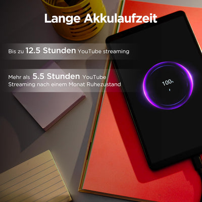 Lenovo Tab One Tablet | 8.7" 1340 x 800 LCD Display | MediaTek Helio G85 | 4GB RAM | 64GB Speicher | Android 14 | Luna Grey | inkl. Folio Case